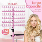 Klvied Standing Braiding Hair Rack, 144 Pegs, Pink - Image 3