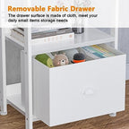 Furologee 5 Tier Bookshelf with Fabric Drawer, Tall Narrow Bookcase, White - Image 5
