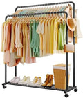 Sakugi Double Rod Clothes Rack Mesh Shelf & Hooks, 47.2x16.9x59.1, Black by Sakugi