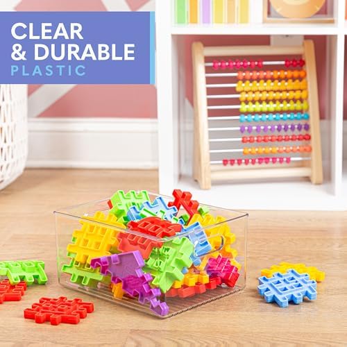 Plastic Food Storage 4 Pack Clear Container Bin with Handles for Organizing Kitchen, Pantry, Refrigerator, Freezer, Pantry, Cabinet, Closet, Bathroom 10”x8”x5” - Image 6