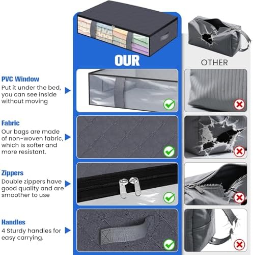 TasticTotes 4 Pack Under Bed Storage Containers, 75L Blanket Storage Bags - Image 6