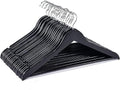 JS Hanger Wooden Coat Hangers, 20 Pack High Grade Wood Suit Hangers with Non Slip Pant Bar - Extra Smooth and Splinter Free Black Finish Wooden Suit Hangers for Closet Organization by J.S.+Hanger