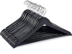 JS Hanger Wooden Coat Hangers, 20 Pack High Grade Wood Suit Hangers with Non Slip Pant Bar - Extra Smooth and Splinter Free Black Finish Wooden Suit Hangers for Closet Organization by J.S.+Hanger