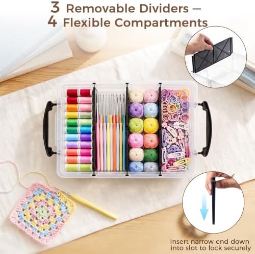 Citylife 2PC Storage Bins with Lids,Storage Box with Dividers - Image 2