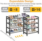 4-Tier Expandable Metal Shoe Rack for Closet & Entryway, Shoe Organizer - Image 3