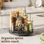 13" Lazy Susan Turntable Organizer for Table Top, Wood Lazy Susan Cabinet - Image 4