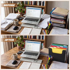 Qeeenar 2 Pcs Hanging File Box with 10 Pcs Multicolor Hanging File Folders - Image 4