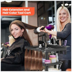 TASALON Professional Hair Extensions Organizer Cart Metal Salon Tray Cart with 2 Magnetic Bowls, Hair Dryer Holder, Adjustable Rolling Base, Black - Image 7