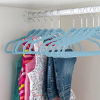 Simplify Kids 100 Pack Velvet Hangers with Shark Icon in Light Blue - Image 5