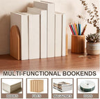 Chunful 8 Pcs Modern Bamboo Book Ends for Shelves Decorative Boho Bookends Book Shelf Organizer Minimalist Design Stopper to Hold Books for Boho Home Office (5.5 * 3.75 * 2.25inch) - Image 3