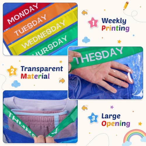 2 Pack Weekly Kids Clothes Organizer with 12 Pockets - Image 5