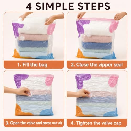 5 Pack L No-Pump Vacuum Storage Bags, 31.5 x 23.6 x 12.6 Inch Space Saver Bags for Comforters, Blankets, Clothes and Bedding - Image 6