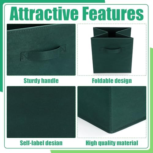 Karenhi 6 Pack Cube Storage Bins, Green Fabric Organizer - Image 3