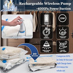 Vacuum Sealing Bags for Clothing Travel,Space Saver Vacuum Storage Bags with Wireless Air Pump (12 Combo Bags+Electric Pump) - Image 4