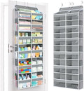 Yecaye Over The Door Organizer, 6 Tier Extra Large Behind Door Storage of 12 Compartments, 80lbs Heavy Duty Door Organizer Hanging with Clear Window for Closet Bedroom Pantry Bathroom, Grey by Yecaye