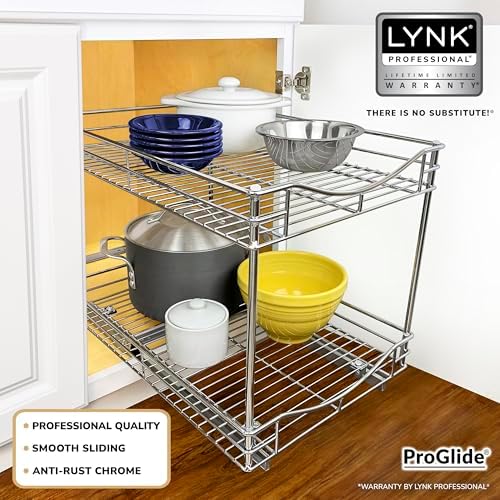 LYNK PROFESSIONAL® Pull Out Cabinet Organizer, 2-Tier Slide Out Drawer - Image 2