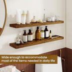 Dreamland 36Inch Floating Shelves for Wall, Rustic Wooden Floating Shelves for Bathroom|Bedroom|Kitchen, 2 Pack Deep Wall Mounted Book Shelf, Wood Storage Display Shelf for Home Decor, Brown - Image 4