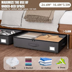 EE-RoomWorld Underbed Storage With Wheels, No Assembly Required - 5.5 Inch Height Black Underbed Bins, Low Profile Rolling Shoe Storage Containers for Dorm - Image 2
