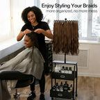 XINTUO Portable Braiding Hair Rack with Wheels & Storage Drawers,280 Pegs Hair Extension Holder Hanger for Braiding Hair Separator Stand Display,Hair Rack with Stylist Hair braiding Tools(Black) - Image 2