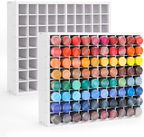 Krafetto 2 Pack 80-Grid Paint Organizer for 2 Oz Bottles, Wall Mount by Krafetto
