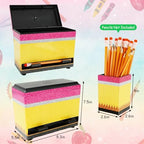 JarThenaAMCS Pencil Dispenser for Classroom Back to School Yellow Pink Pencil Holder with Lid Pen Storage Container Box for Teacher Appreciation Week Student Desk Organization Supplies - Image 2