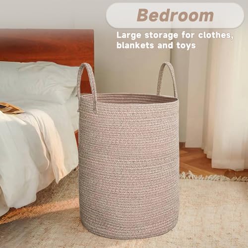 JMvicyroam 80L Cotton Rope Laundry Basket Hamper, Oatmeal - Image 4