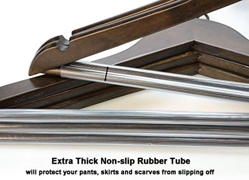 TOPIA HANGER Heavy Duty Wood Coat Hangers in Smooth Retro Finish, Boutique Quality Wooden Suit Hangers-Thicker Non-Slip Rubber Pants Bar and Extra Smoothly Cut Notches-360° Black Hook-18 Pack CT04A - Image 4