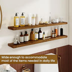 Dreamland 48Inch Floating Shelves for Wall, Rustic Wooden Storage Shelf for Living Room, Kitchen, Farmhouse, Wall Mounted Display Shelving with Invisible Heavy-Duty Metal Bracket, Set of 2 - Brown - Image 4