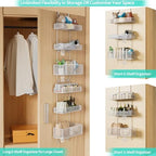 HapiRm Over Door Organizer Storage - Separable Door Organizer Hanging with 6 Metal Large Capacity Baskets for Bathroom Bedroom Kitchen Pantry Closet (White) - Image 4