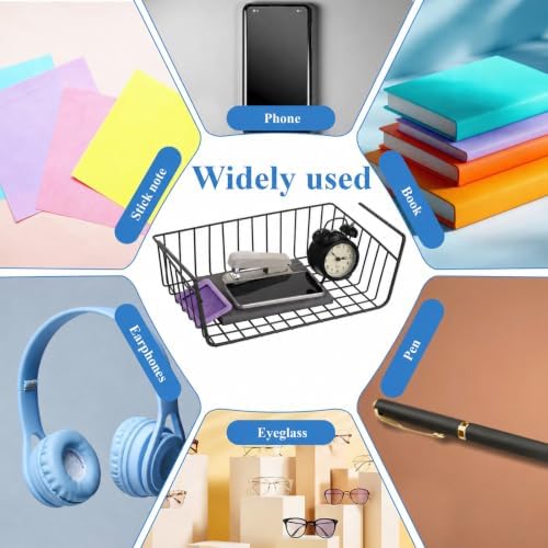 6 Pcs Under Shelf Basket, Slide in Wire Hanging Storage Baskets - Image 3