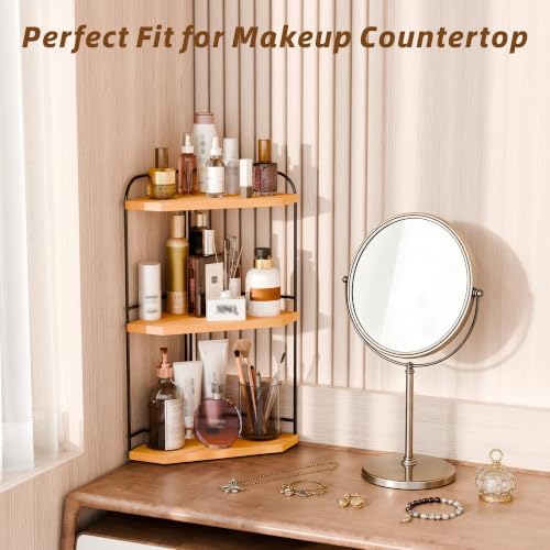 2 Pack Corner Bathroom Counter Organizer, 3-Tier Wood Countertop Organizer - Image 6