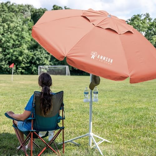 AMMSUN Shade Umbrella, Premium Portable Umbrella with Stand, 6.5ft Lightweight Free Standing Canopy for Sporting Games, Adjustable Instant Sun Protection and Easy to Carry, Peach Pink - Image 4
