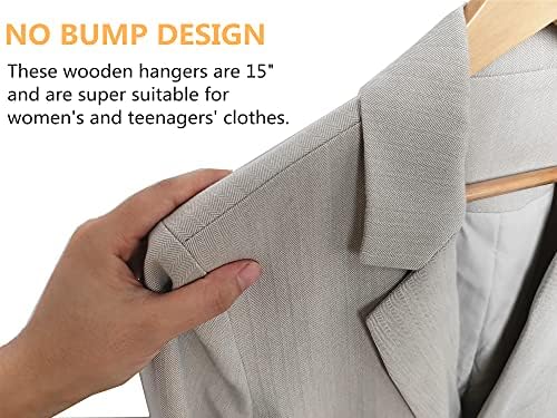 Amber Home 20 Pack 15" Natural Wooden Clothes Hangers for Woman - Image 4