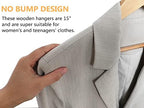 Amber Home 20 Pack 15" Natural Wooden Clothes Hangers for Woman - Image 4