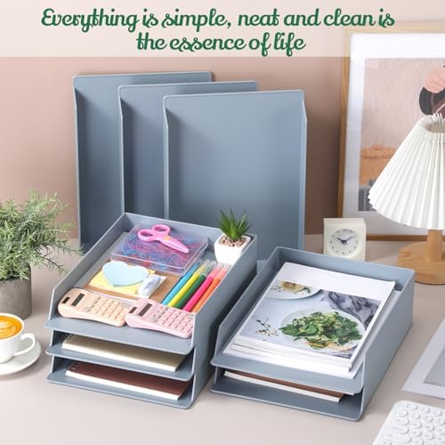 Wenqik Gray Letter Trays Stackable, 8 Pcs Plastic Desk Organizer - Image 5