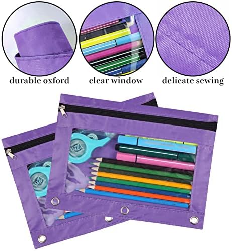 YoeeJob Pencil Pouch for 3 Ring Binder，Zipper Pencil Pouches Bulk，Pencil Case Pouch with Clear Window for Class, School, Office, Purple，24 Packs - Image 5