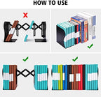 2 Pack Adjustable Metal Book Ends for Heavy Books, Extends Up to 19", Black - Image 5