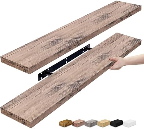 Sorbus Floating Shelves for Wall Storage (35 Inch, 2 Pack, Mahogany) by Sorbus