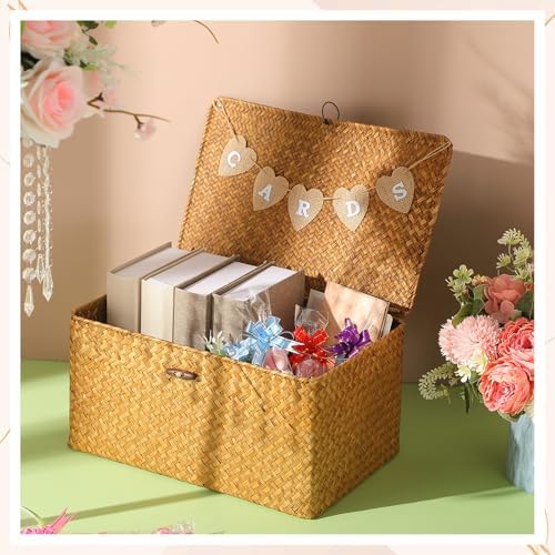 Geelin Seagrass Wedding Card Basket with Card Banner,14 Inch,Natural Color - Image 3