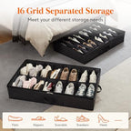 Lifewit Under Bed Shoe Storage Organizer 2 Pack(16 Shoes Cells), 4.3 Inches Profile Fabric Shoes Container Box with Clear Cover, Foldable Storage Bag with 2 Handles, Fits 16 to 32 Pairs - Image 5