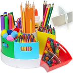 Kids Art Supply Storage Organizer with Dividers – 8.6" Rotating Lazy Susan Caddy for Crayons, Markers & Pencils by PUZZLEEZ