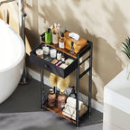Freestanding Toilet Paper Holder Stand with Storage Drawer, Narrow Bathroom Shelf, Spare Roll Basket, 4-Way Install Paper Arm, Space-Saving Rack for Apartments & RVs (Brown) - Image 5