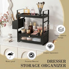 2-Tier Bathroom Counter Organizer with Acrylic Drawer & Basket, Wood Bathroom Countertop Organizer for Bathroom Decor, Rustic Black Bathroom Organizers and Storage, Bathroom Shelf for Office, Kitchen - Image 5