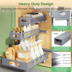 Kitstorack Under Sink Organizer 3-Tier Slide Out Drawer 2-Pack Grey - Image 6