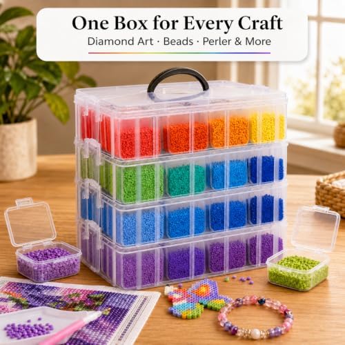 4-Tier Stackable Bead Organizer, 112 Grids Craft Storage Box - Image 7