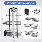 Extra Large Shower Caddy Hanging, Rust-Resistant Shower Organizer Hanging, 3 Tier Height-Adjustable Over the Head Caddy, Rack with Soap Basket (Black) - Image 7