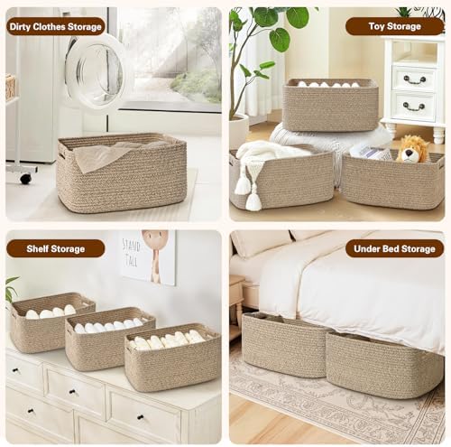 2 Pack Large Storage Basket for Organizing, 17.5"x13"x7" Woven Basket for Shelves, Closet Cube Storage Bins with Wrapped Handle, Cotton Rope Baskets for Kitchen, Clothes, Toys (Natural) - Image 5