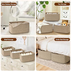 2 Pack Large Storage Basket for Organizing, 17.5"x13"x7" Woven Basket for Shelves, Closet Cube Storage Bins with Wrapped Handle, Cotton Rope Baskets for Kitchen, Clothes, Toys (Natural) - Image 5