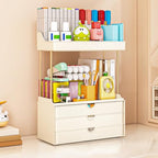 caktraie Bathroom Organizers and Storage - 3 Drawers 2 Tier Makeup Organizer, Cosmetic Storage Drawer for Dresser Countertop and Bathroom Vanity for Large Skincare, Perfume, Cream White - Image 3