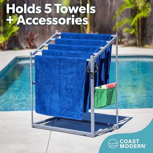 Coast Modern Pool Towel Rack – Choose Your Color - Outdoor & Indoor 5 Beach Towel PVC Drying Rack - Image 3